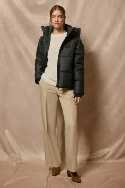 Chaqueta acolchada negra Glacier de capucha fija y detalles Polo Club