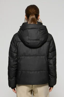 Chaqueta acolchada negra Glacier de capucha fija y detalles Polo Club