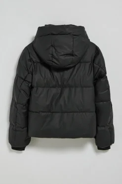 Chaqueta acolchada negra Glacier de capucha fija y detalles Polo Club