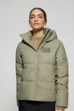 Chaqueta acolchada verde Glacier de capucha fija y detalles Polo Club