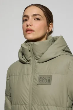 Chaqueta acolchada verde Glacier de capucha fija y detalles Polo Club