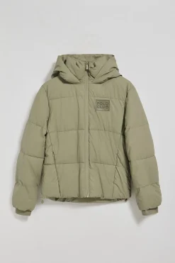 Chaqueta acolchada verde Glacier de capucha fija y detalles Polo Club