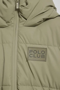 Chaqueta acolchada verde Glacier de capucha fija y detalles Polo Club