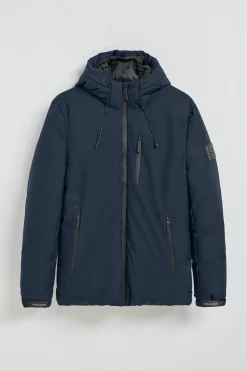 Chaqueta azul denim Gstaad de capucha fija y detalles Polo Club