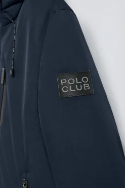 Chaqueta azul denim Gstaad de capucha fija y detalles Polo Club