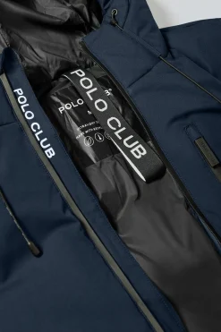 Chaqueta azul denim Gstaad de capucha fija y detalles Polo Club