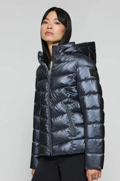 Chaqueta azul efecto brillo Golden de capucha extraíble y detalles Polo Club