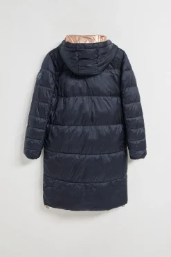 Chaqueta azul marino larga y acolchada Rose de capucha fija y detalles Polo Club