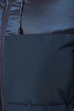 Chaqueta azul petróleo acolchada mate y brillo con parche en la manga