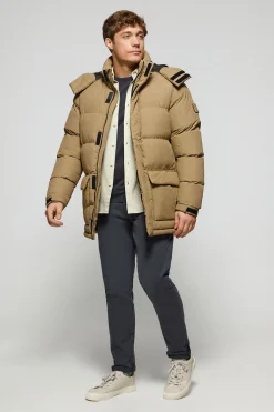 Chaqueta beige oscuro Midtown de capucha desmontable y detalles Polo Club