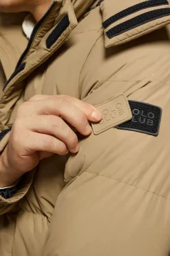 Chaqueta beige oscuro Midtown de capucha desmontable y detalles Polo Club