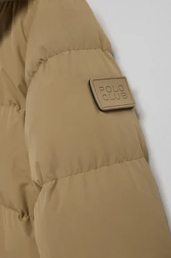 Chaqueta beige oscuro Midtown de capucha desmontable y detalles Polo Club