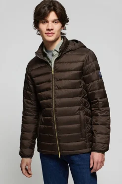 Chaqueta Charles ultralight marrón con capucha y logotipo Polo Club