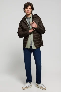 Chaqueta Charles ultralight marrón con capucha y logotipo Polo Club