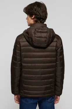 Chaqueta Charles ultralight marrón con capucha y logotipo Polo Club