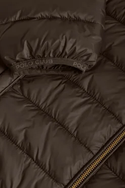 Chaqueta Charles ultralight marrón con capucha y logotipo Polo Club