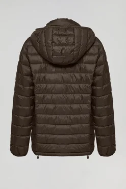 Chaqueta Charles ultralight marrón con capucha y logotipo Polo Club