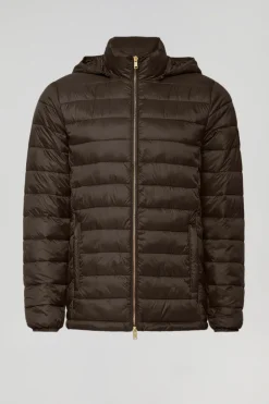 Chaqueta Charles ultralight marrón con capucha y logotipo Polo Club