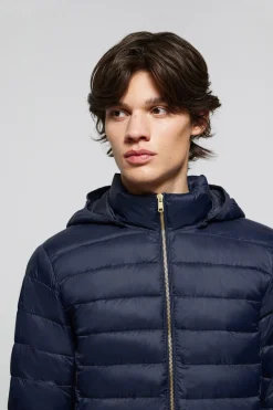 Chaqueta Charles ultralight azul marino con capucha y logotipo Polo Club