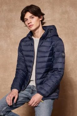 Chaqueta Charles ultralight azul marino con capucha y logotipo Polo Club