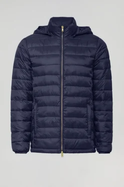 Chaqueta Charles ultralight azul marino con capucha y logotipo Polo Club