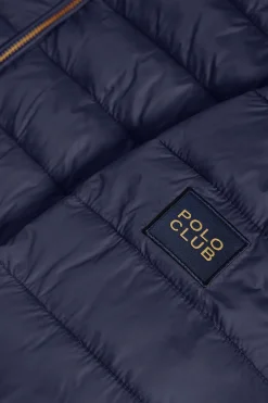 Chaqueta Charles ultralight azul marino con capucha y logotipo Polo Club