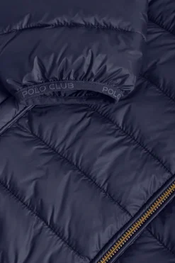 Chaqueta Charles ultralight azul marino con capucha y logotipo Polo Club