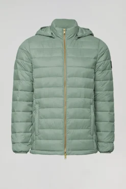 Chaqueta Charles ultralight verde jade con capucha y logotipo Polo Club