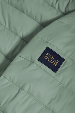 Chaqueta Charles ultralight verde jade con capucha y logotipo Polo Club