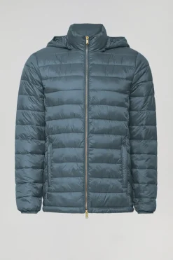Chaqueta Charles ultralight azul denim con capucha y logotipo Polo Club