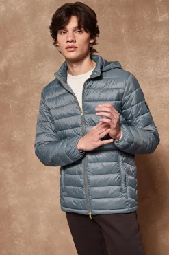 Chaqueta Charles ultralight azul denim con capucha y logotipo Polo Club