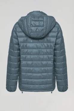 Chaqueta Charles ultralight azul denim con capucha y logotipo Polo Club