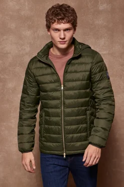 Chaqueta Charles ultralight verde con capucha y logotipo Polo Club