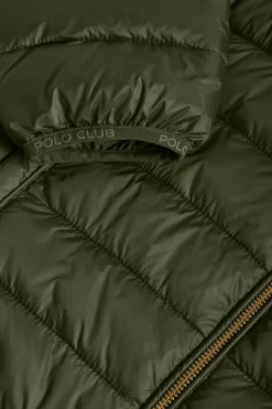 Chaqueta Charles ultralight verde con capucha y logotipo Polo Club