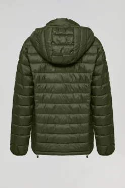 Chaqueta Charles ultralight verde con capucha y logotipo Polo Club