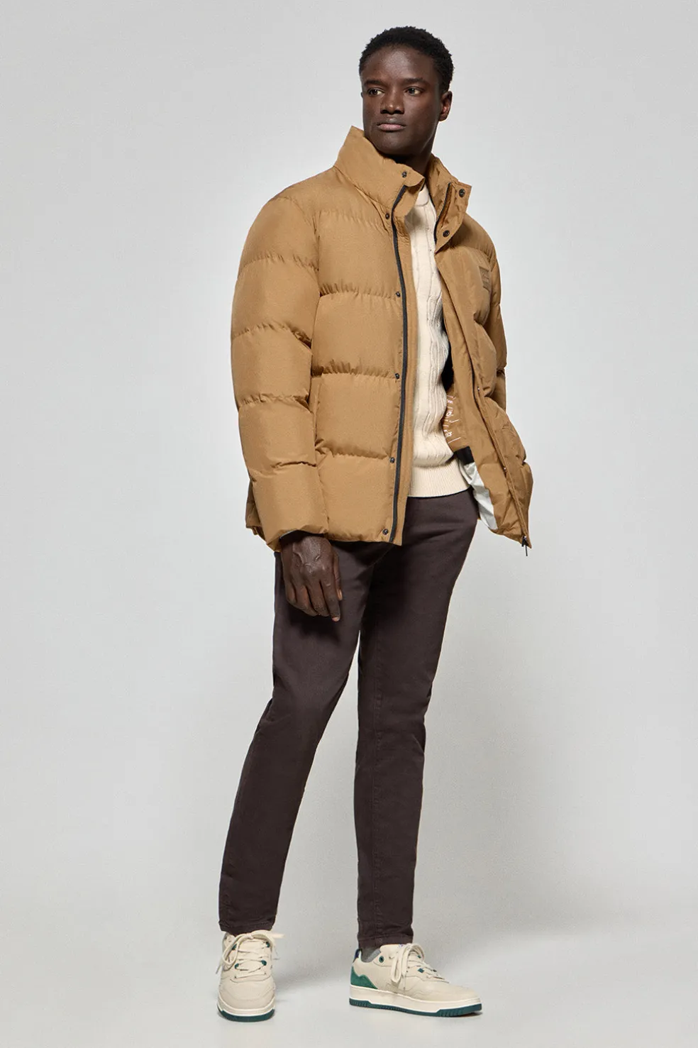 Chaqueta color camel Slope acolchada con detalles Polo Club