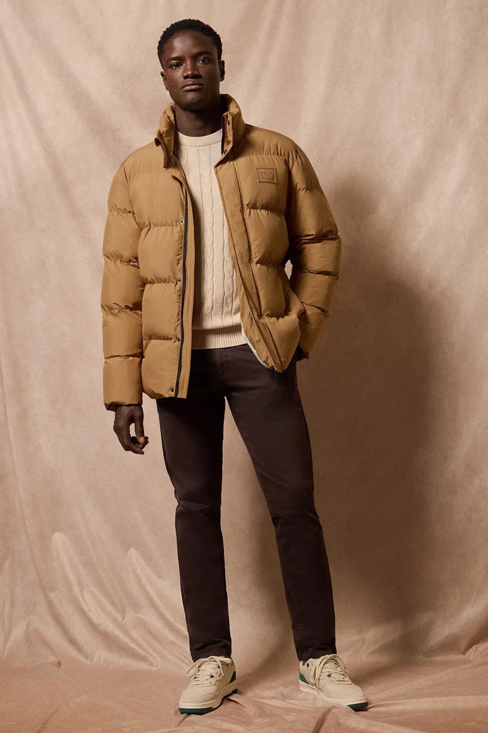 Chaqueta color camel Slope acolchada con detalles Polo Club