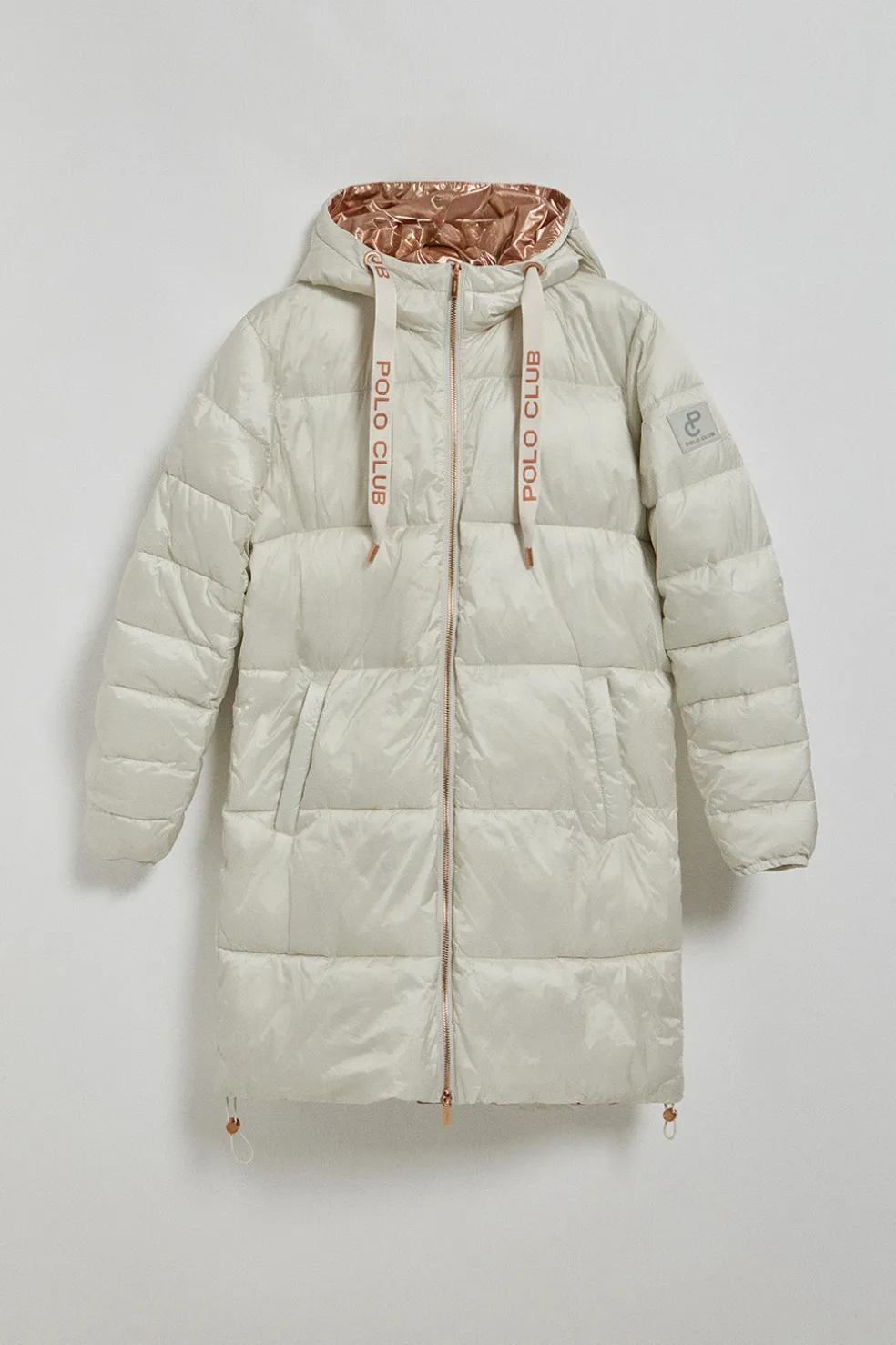 Chaqueta color hielo larga y acolchada Rose de capucha fija y detalles Polo Club