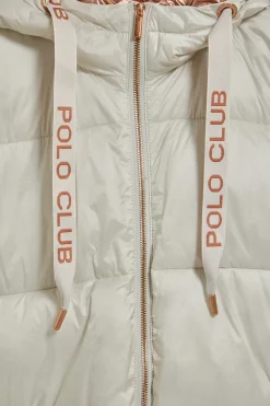 Chaqueta color hielo larga y acolchada Rose de capucha fija y detalles Polo Club