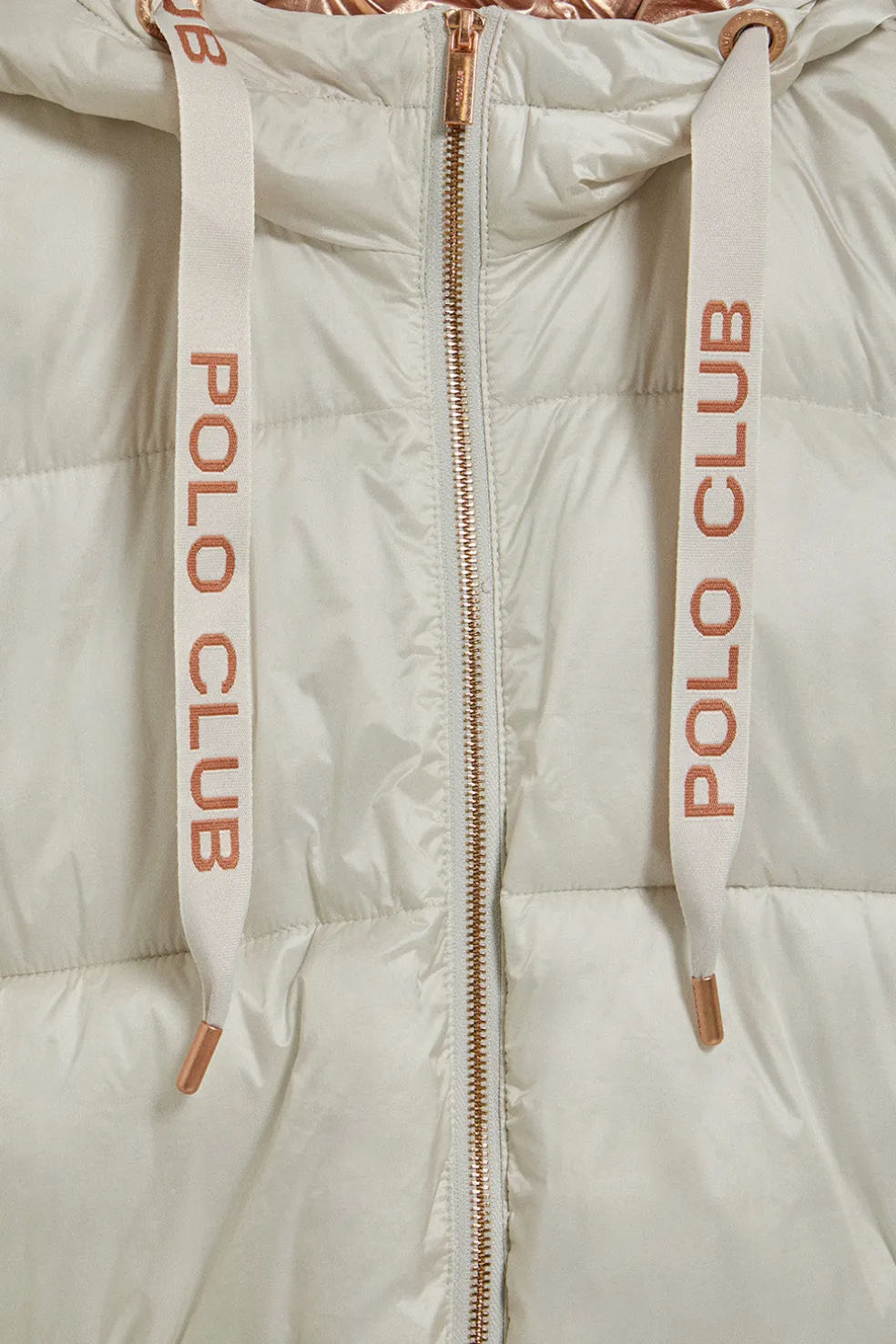 Chaqueta color hielo larga y acolchada Rose de capucha fija y detalles Polo Club