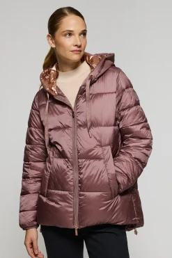 Chaqueta Ice acolchada rosa taupe de capucha fija y detalles Polo Club