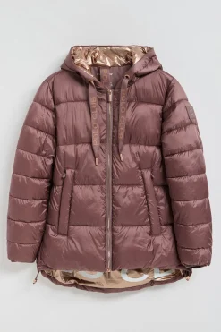 Chaqueta Ice acolchada rosa taupe de capucha fija y detalles Polo Club