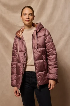 Chaqueta Ice acolchada rosa taupe de capucha fija y detalles Polo Club