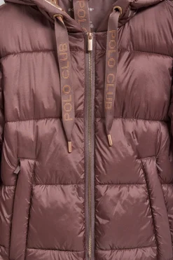 Chaqueta Ice acolchada rosa taupe de capucha fija y detalles Polo Club