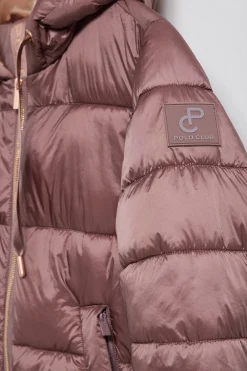 Chaqueta Ice acolchada rosa taupe de capucha fija y detalles Polo Club