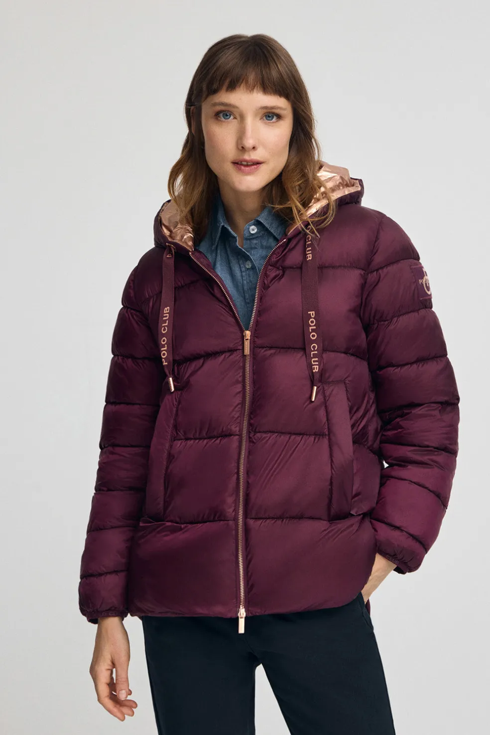 Chaqueta Ingrid color borgoña con logo Polo Club
