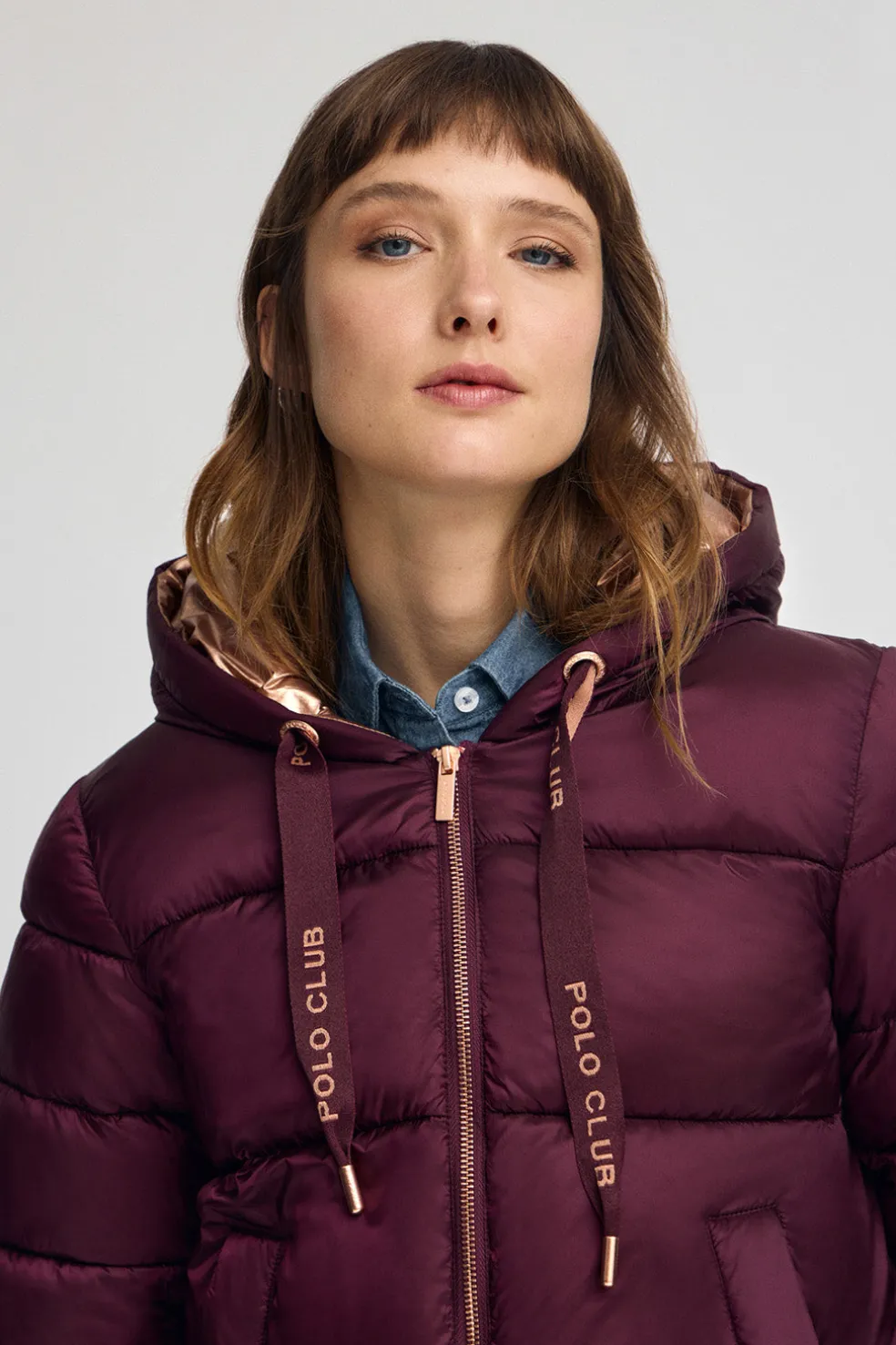 Chaqueta Ingrid color borgoña con logo Polo Club