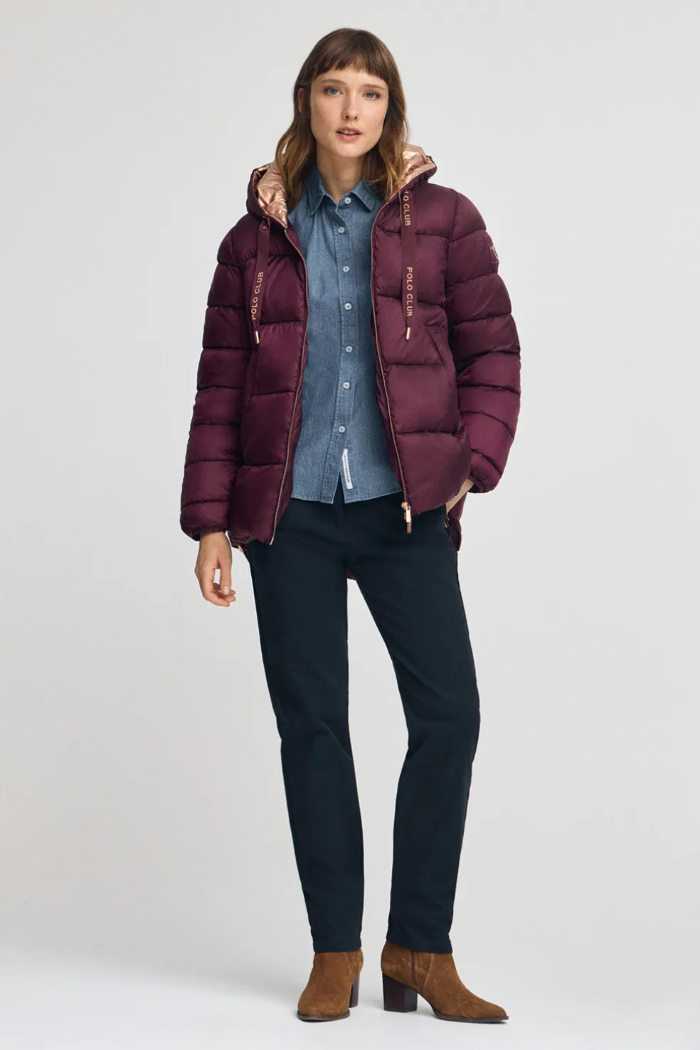 Chaqueta Ingrid color borgoña con logo Polo Club