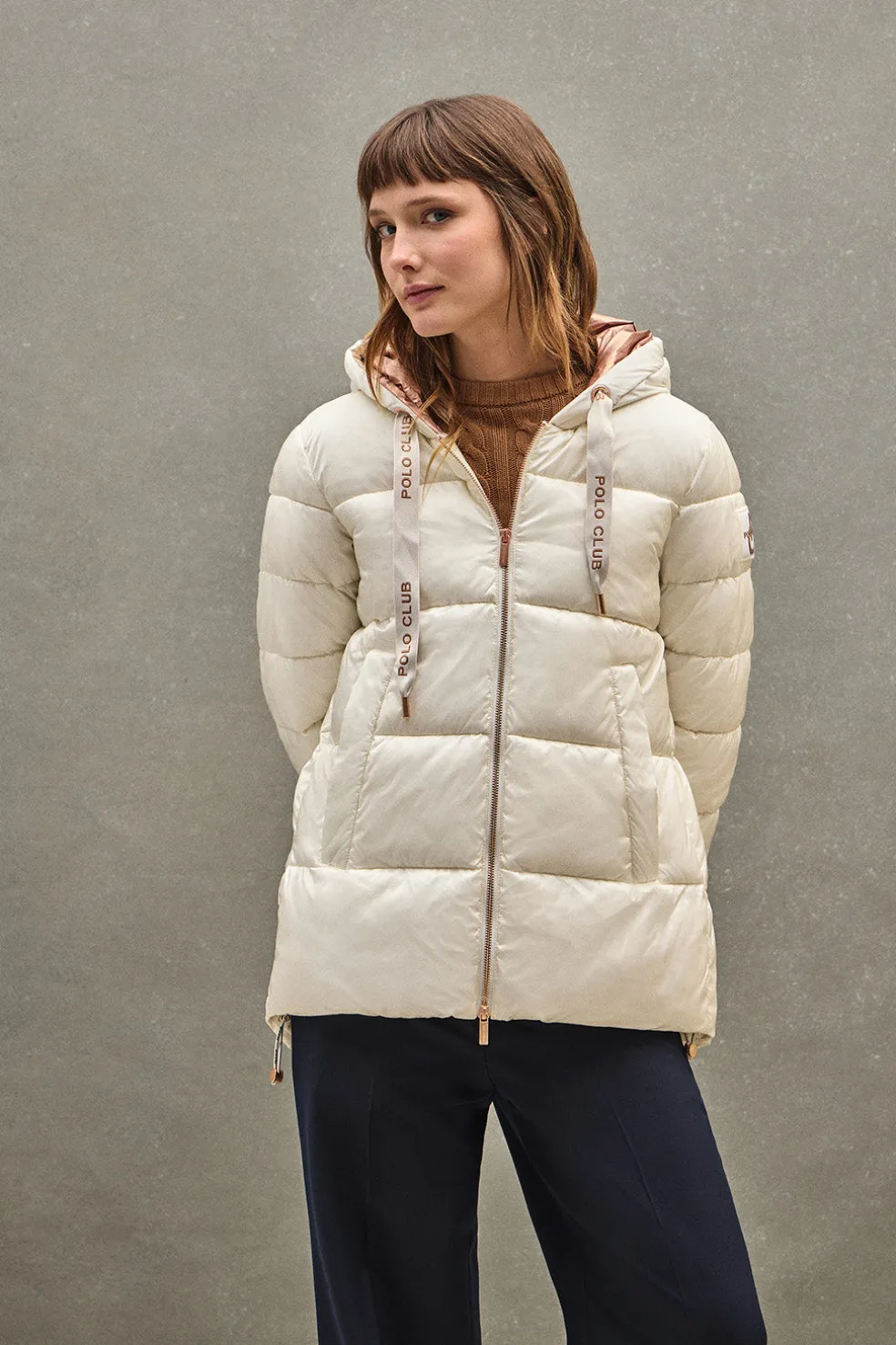 Chaqueta Ingrid color crudo con logo Polo Club