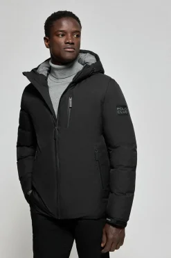 Chaqueta negra Gstaad de capucha fija y detalles Polo Club